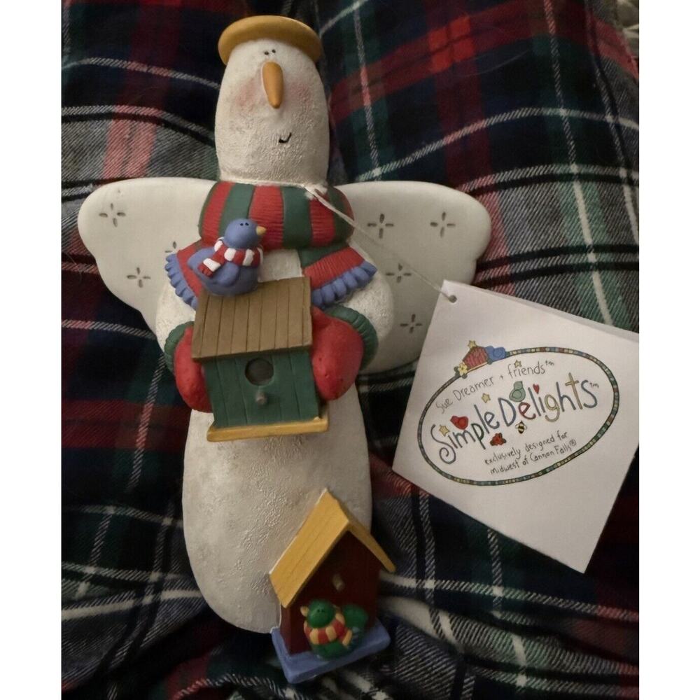 Simple Delights By Sue Dreamer “Snow Angel” Snowman Figure Birdhouses Birds